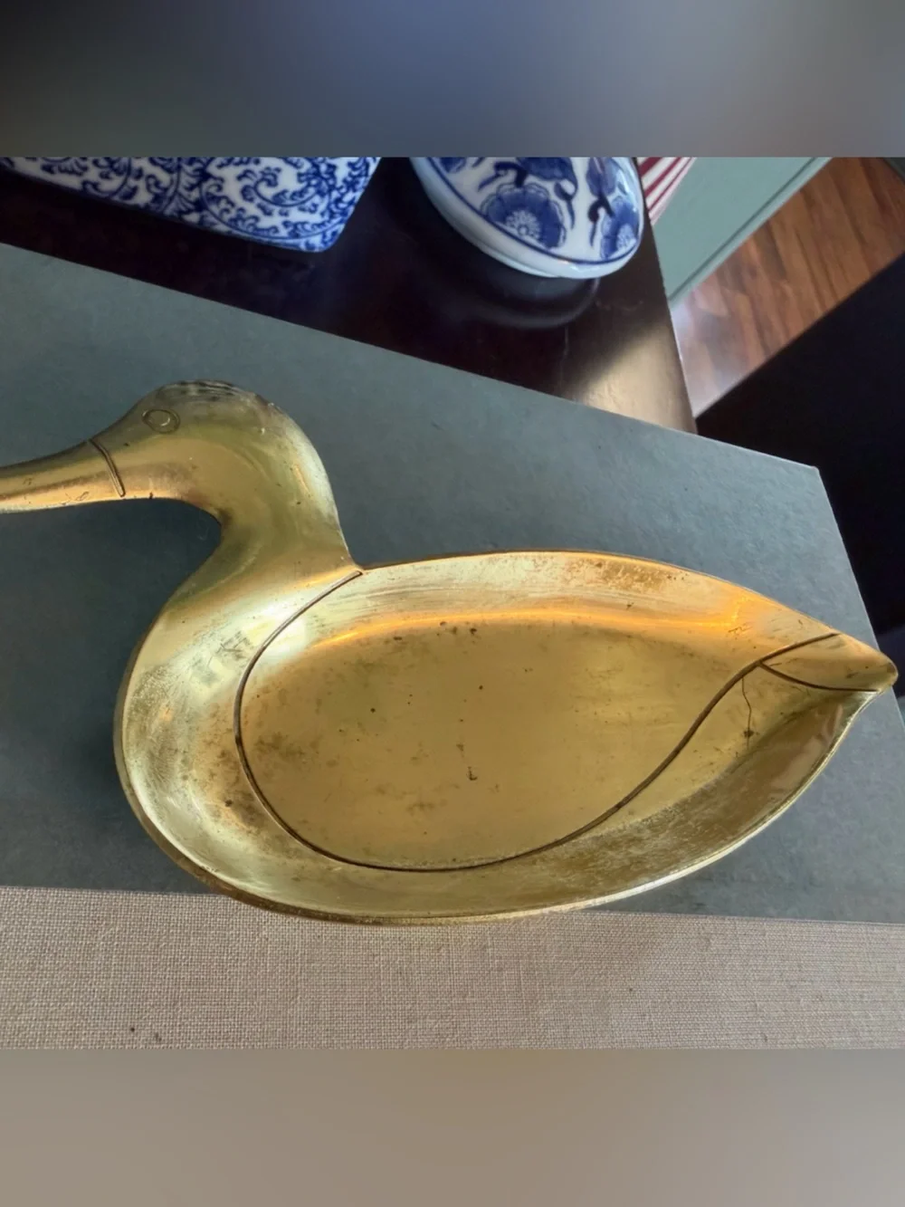 Vintage Brass Duck Trinket Dish
